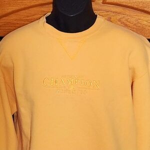 Stitch Logo Champion Sweatshirt Large Golden Yellow Vintage Embroidered Y2K
